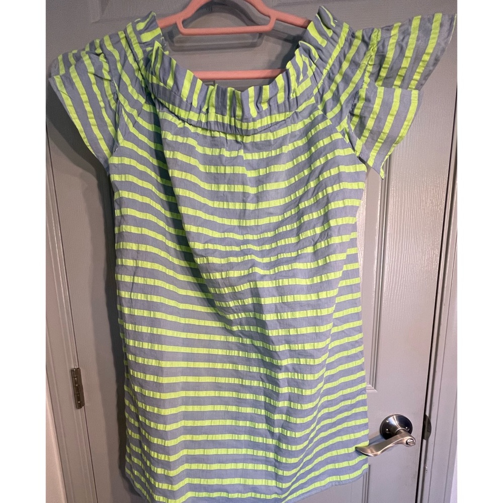 Anthropologie Corey Lynn Calter Neon Striped Off-The-Shoulder Mini Dress NWT L - Picture 8 of 15